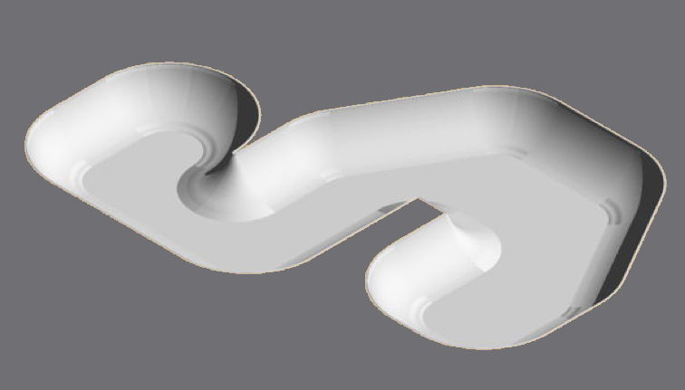 S-Form Skate-Bowl aus Beton-Modulen